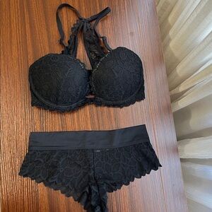 Victoria's Secret Black Lace Bra and Panty Set